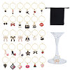 30Pcs 30 Styles Cosmetics Alloy Enamel Wine Glass Charms AJEW-GL00002-1