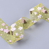 Flower Pattern Printed Polyester Organza Ribbons ORIB-Q035-02-3