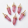 Cherry Quartz Glass Double Terminated Pointed Pendants G-G902-C09-3