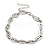 Non-Tarnish 304 Stainless Steel Leaf Link Chains Bracelets for Men & Women BJEW-D042-15P-1