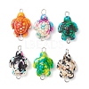 6Pcs 6 Colors Dyed Synthetic Turquoise Sea Turtle Connector Charms PALLOY-JF02724-1