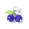 Handmade Polymer Clay Rhinestone Cherry Pendants PALLOY-JF03868-01-1