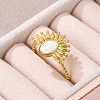 Flower 304 Stainless Steel Enamel Open Cuff Rings for Women RJEW-G338-15G-01-3