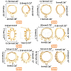   10Pcs 2 Style Brass Huggie Hoop Earring with 2Pcs Ring Stud Earring Findings KK-PH0002-84-4