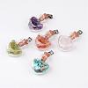 Heart Glass Bottle with Natural & Synthetic Mixed Stone Inside Pendants PALLOY-JF00172-1