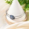 Natural Mixed Stone Flat Round 304 Stainless Steel Cuff Bangles for Women BJEW-JB14352-02-2