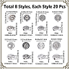160Pcs 8 Styles Tibetan Style Alloy Beads FIND-PA0001-65B-2