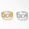 Adjustable Brass Micro Pave Clear Cubic Zirconia Cuff Rings ZIRC-I049-45-1