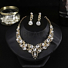 Teardrop Alloy Rhinestone Pendant Necklaces & Stud Dangle Earrings Sets WGA4CA9-05-1