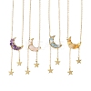 4Pcs 4 Styles Natural Aquamarine & Rose Quartz & Topaz Jade & Amethyst Chip Beads Moon Pendant Brass Cable Chain Necklaces for Women NJEW-TA00257-2