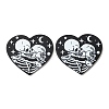 Heart with Skull Pattern Opaque Double-sided Printed Acrylic Pendants X-SACR-F009-03-1