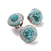 Synthetic Turquoise Nuggets Beaded Adjustable Ring with Crystal Rhinestone G-I330-15R-1