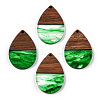 Transparent Resin & Walnut Wood Pendants RESI-N039-25D-1