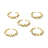 Clear Cubic Zirconia Initial Letter Open Cuff Ring RJEW-H120-09G-H-4