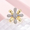 Brass Micro Pave Clear Cubic Zirconia Cuff Rings for Women RJEW-H248-02GP-2