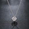 Silver Color Plated Brass Cubic Zirconia Cube Pendant Necklace NJEW-BB00455-3