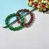 Coconut Brown Natural Mashan Jade Round Beaded Stretch Bracelet BJEW-SW00077-09-6