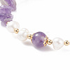 Natural Amethyst Chip Beaded Bracelet with Natural Pearl BJEW-TA00072-02-4