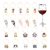 Cat Alloy Enamel Wine Glass Charm AJEW-AB00171-1