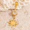304 Stainless Steel Crystal Rhinestone Carved Barbell Dangle Belly Rings STAS-C147-18A-G-2