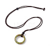 Natural Unakite Ring Pendant Necklace with Nylon Cord for Women NJEW-F306-02G-2