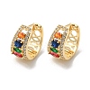 Brass Micro Pave Colorful Cubic Zirconia Hoop Earrings EJEW-E295-10KCG-1