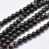 Natural Black Agate Bead Strands G-G962-8mm-12-1