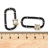 Oval Brass Micro Pave Clear Cubic Zirconia Locking Carabiner KK-H256-01G-01-3