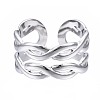 Non-Tarnish 304 Stainless Steel Twist Wrap Open Cuff Ring RJEW-T023-06P-1