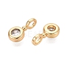 Brass Micro Pave Clear Cubic Zirconia Charms KK-N288-16G-2