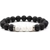 8MM Round Natural Howlite and Natural Lava Rock Beaded Stretch Bracelets for Couples BW4110-5-1