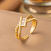 Brass Micro Pave Cubic Zirconia Cuff Open Rings WG42F2E-02-1