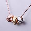 Real Rose Gold Plated Eco-Friendly Tin Alloy Rondelle Charm Pendant Necklaces For Women NJEW-BB13853-4