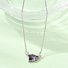 Brass Pave Cubic Zirconia Rectangle and Heart Pendant Cable Chain Necklaces KK-CBAB173-04P-03-3