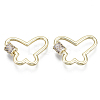 Brass Micro Pave Cubic Zirconia Screw Carabiner Lock Charms KK-R136-071E-NF-1