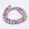 Frosted Natural Rhodonite Round Bead Strands G-G735-09F-8mm-3