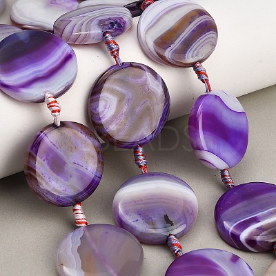 Natural Banded Agate Coin Beads Strands GG-CBAE0EB-06A-1