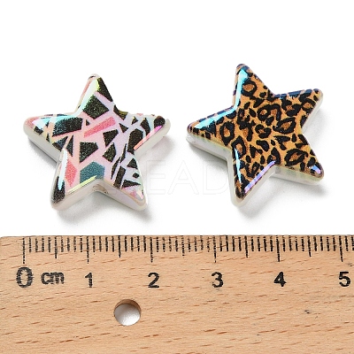 Rainbow Iridescent Printed Opaque Acrylic Beads OACR-D316-01A-02-1