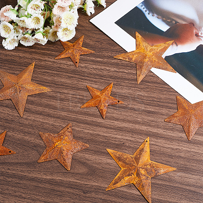 40Pcs 3 Styles Star Rust Iron Big Pendants IFIN-GF0001-13C-1