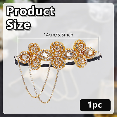 Glass Rhinestone HeadBands for Women OHAR-WH0021-74G-1