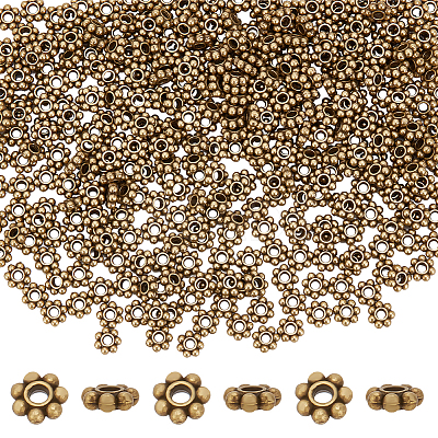 300Pcs Tibetan Style Alloy Beads Daisy Spacer Beads TIBEB-PH0005-05AB-1