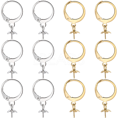 60Pcs 2 Colors 304 Stainless Steel Leverback Earring Findings STAS-SC0006-48-1