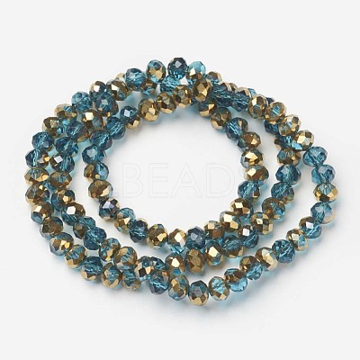 Electroplate Transparent Glass Beads Strands EGLA-A034-T6mm-O03-1