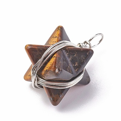 Natural Tiger Eye Pendants G-I220-C01-1