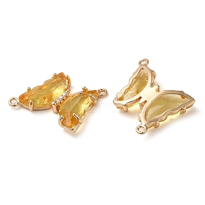 Brass Pave Faceted Glass Connector Charms X-FIND-Z020-04Q-1