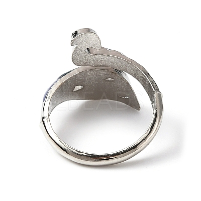 Zinc Alloy Peacock Open Cuff Ring RJEW-WH0003-05B-1