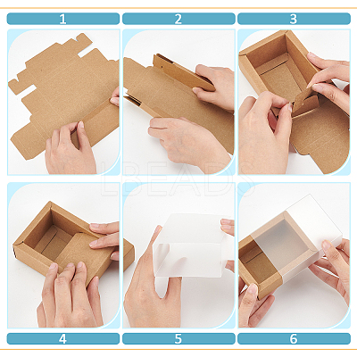 Foldable Paper Drawer Boxes with Clear Plastic Cover CON-WH0095-68B-05-1