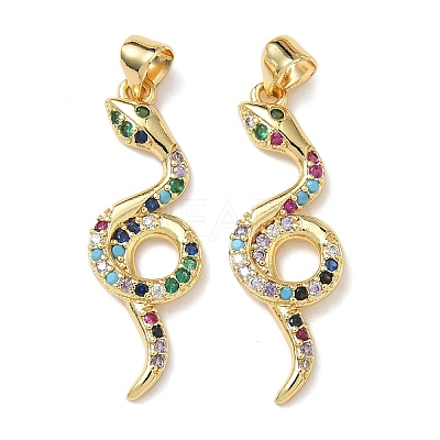 Brass Micro Pave Cubic Zirconia Pendants KK-L243-29G-14-1