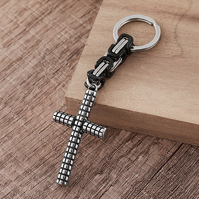 304 Stainless Steel Tartan Cross Keychains SL6248-1