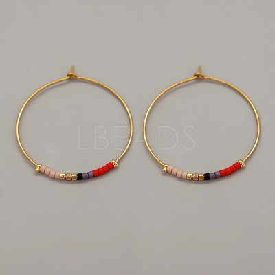 Bohemian Handmade Glass Seed Beads Hoop Earrings AM1646-8-1